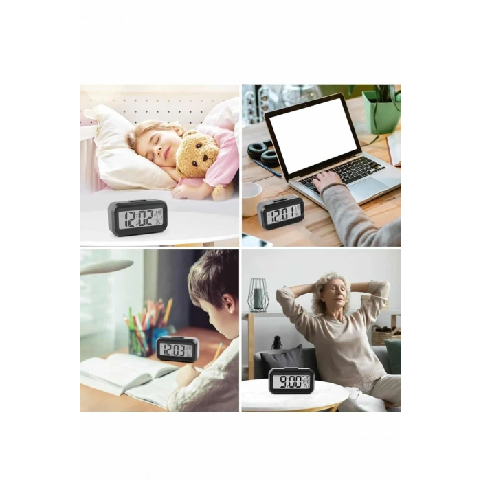 Dijital Işıklı Alarmlı Çalışma Masası Ekran Pilli Çalar Saat
