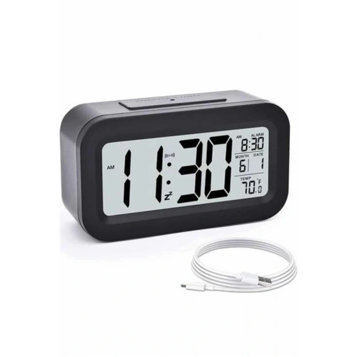Dijital Masa Saati Takvim Çalar Saat Alarmlı Işıklı Led Ekran Pilli