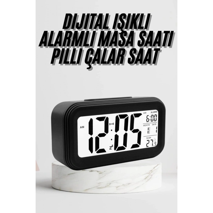 Dijital Masa Saati Termometre Takvim Led Ekran Pilli Ev Ofis Masası