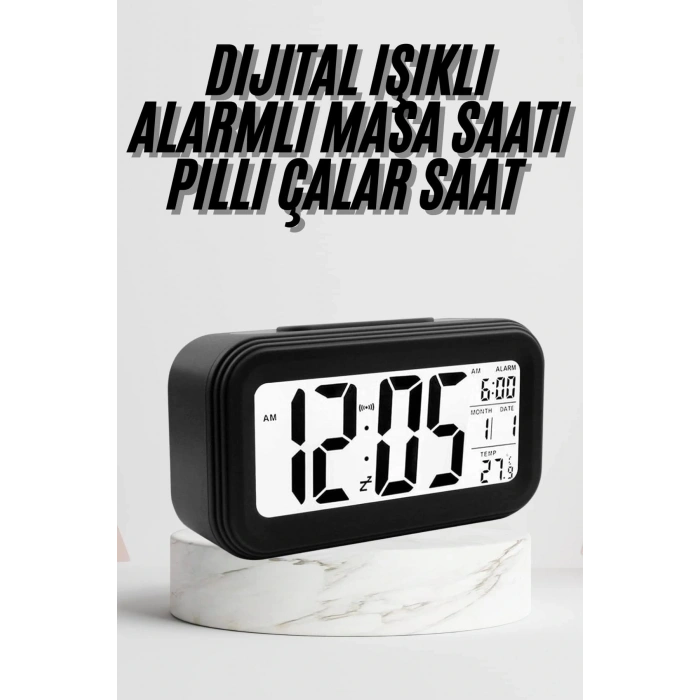 Dijital Masa Saati Termometre Takvim Led Ekran Pilli Ev Ofis Masası