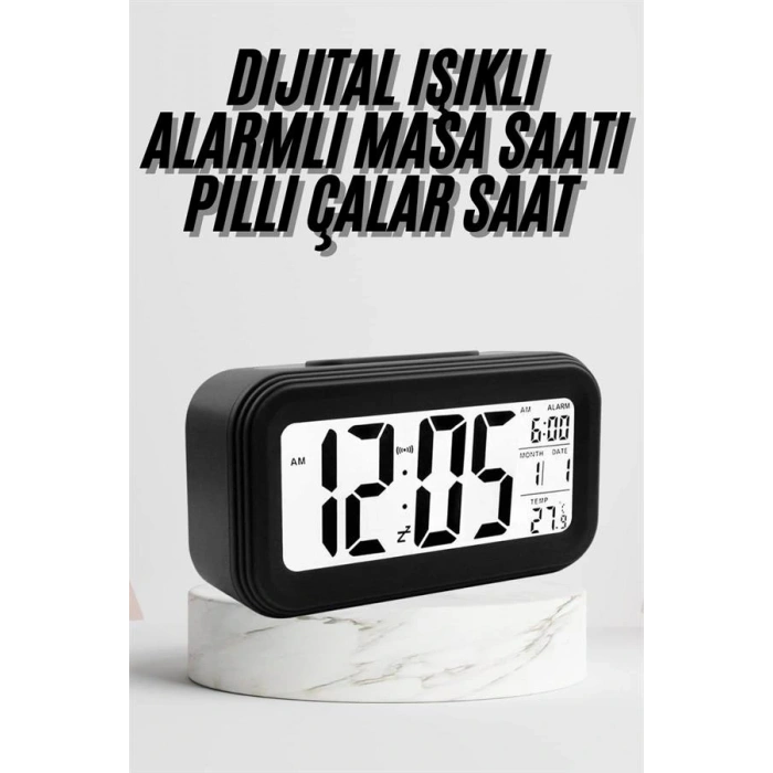Dijital Masa Saati Termometre Takvim Led Ekran Pilli Ev Ofis Masası
