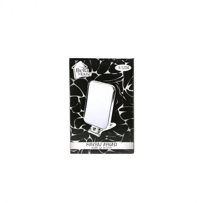 DİKDÖRTGEN - GÜMÜŞ 15X11.5CM MAKYAJ AYNASI ÇİFT TARAFLI KATLANIR AYAKLI (5047)