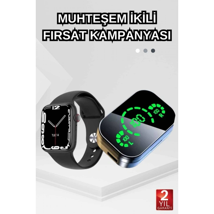 Dokunmatik Akıllı Saat Yeni Nesil Kulaklık Kampanyası ANC Özelliği Yüksek Ses Kaliteli