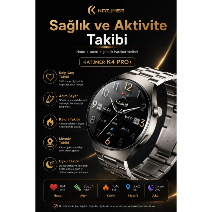 Dokunmatik AMOLED Ekranlı Akıllı Saat Çelik Kordon Ve Ek Kayışlı Şık Tasarım