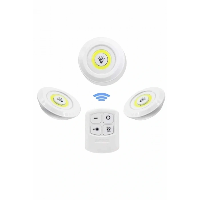 Dolap Işığı Mutfak Rafı Işığı Uzaktan Kumandalı 3 Lü Spot Led Lamba
