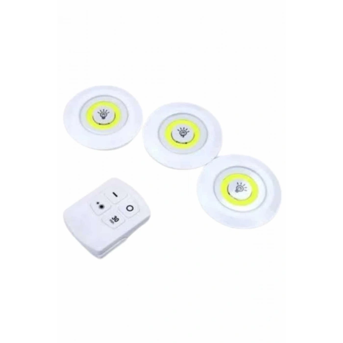Dolap Işığı Mutfak Rafı Işığı Uzaktan Kumandalı 3 Lü Spot Led Lamba