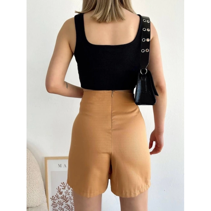 Dört çıtçıtlı Gabardin şort etek s249001