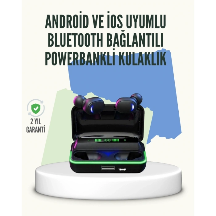 E10 Powerbank Şarjlı Bluetooth 5.1 Kulaklık Spor ve Oyun İçin