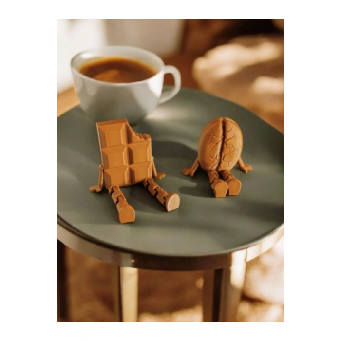 Eco Lounge Kahve & Çikolata Figür Seti 5 cm – Ofis Masaüstü Dekor 3D Baskı