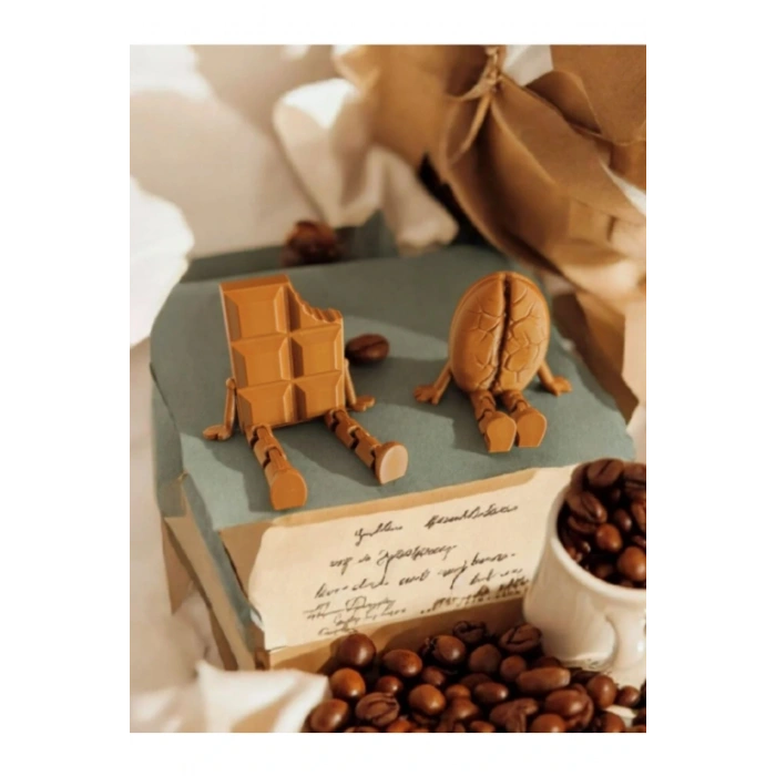 Eco Lounge Kahve & Çikolata Figür Seti 5 cm – Ofis Masaüstü Dekor 3D Baskı