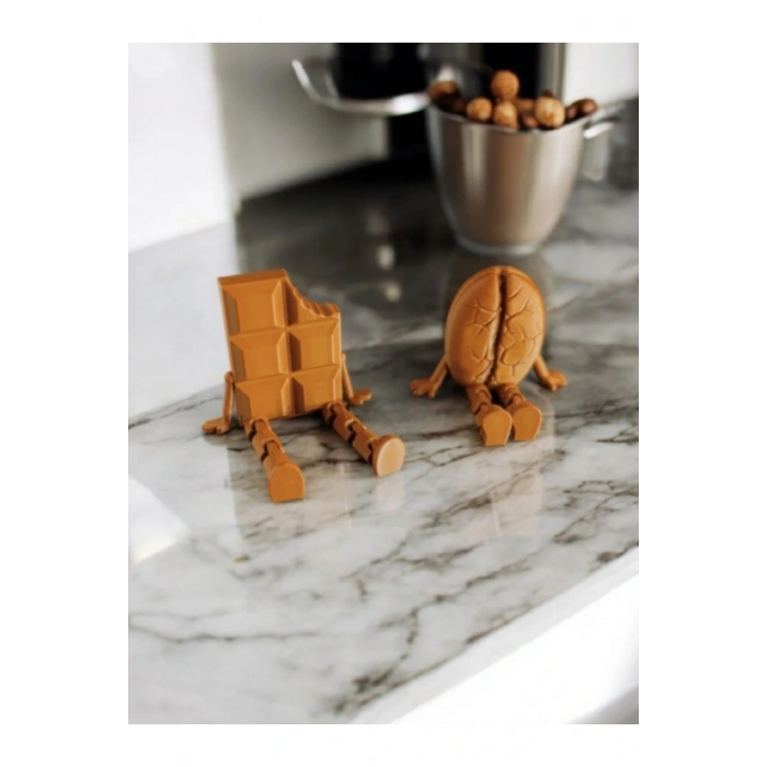 Eco Lounge Kahve & Çikolata Figür Seti 5 cm – Ofis Masaüstü Dekor 3D Baskı