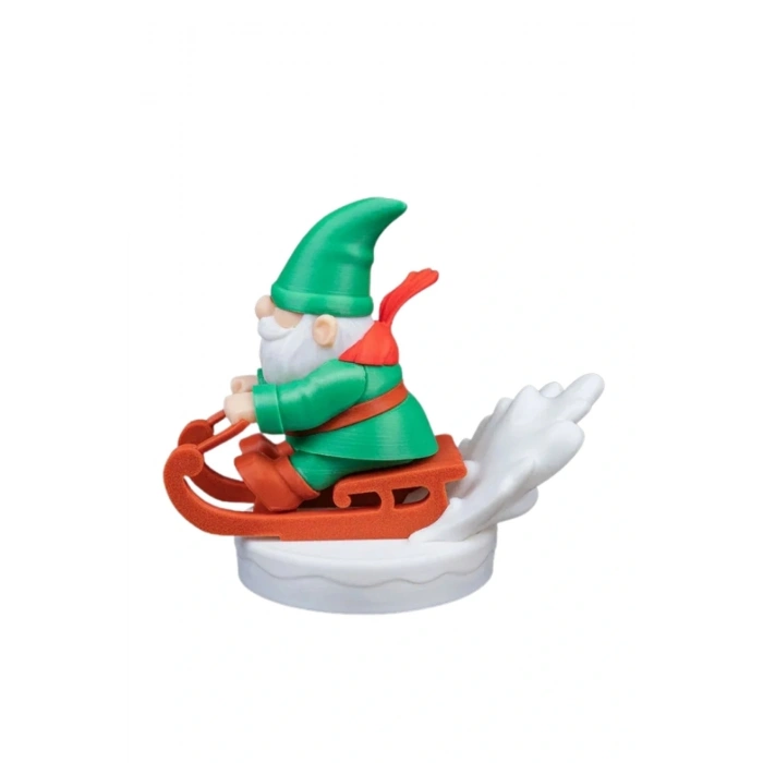 Eco Lounge Kızaklı Cüce Noel Baba – Kış Temalı Masaüstü Biblo 3D Baskı