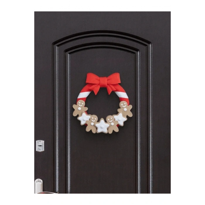 Eco Lounge Kurabiye Temalı Kapı Süsü 21 cm – Yeni Yıl Dekorasyonu 3D Baskı