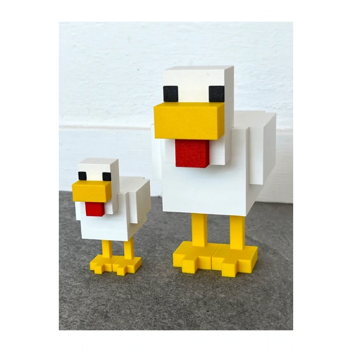 Eco Lounge Minecraft Tavuk Figürü 15 cm – Piksel Stil Dekor + Şapka