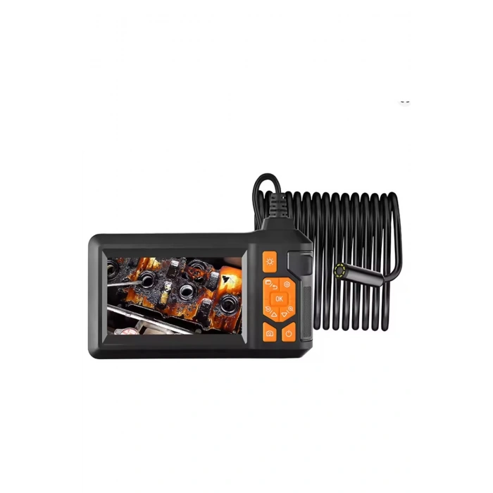 Ekranlı 3 Kameralı 10 Mt Hafıza Kart Destekli Sert Kablo Yılan Endoskop Kamera 8 Mm 4.3 Inc