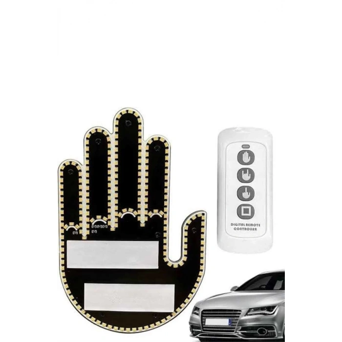 El Orta Parmak Led Kumandalı Araç İçi Reflektör Arka Cam El Simgesi