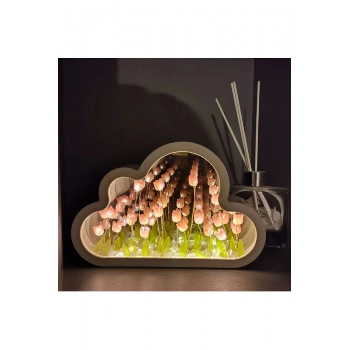 El Yapımı Lale Denizi Bulut Gece Lambası Büyük Boy