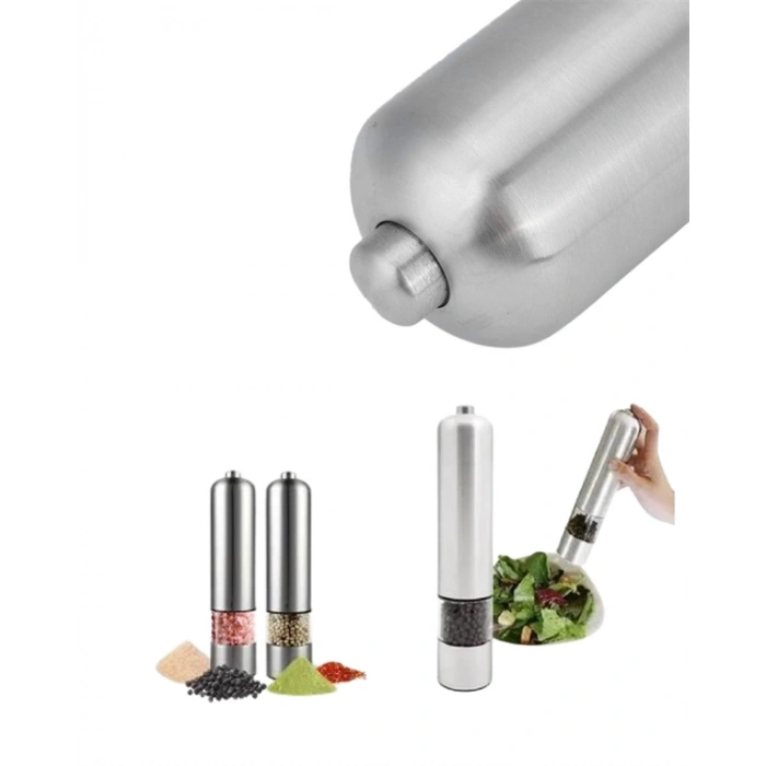 Elektrikli Baharat Öğütücü Pilli Paslanmaz Çelik Otomatik Tuz Karabiber Değirmeni