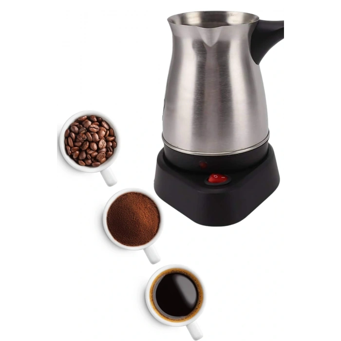 Elektrikli Cezve 800 Watt Paslanmaz Çelik Türk Kahve Makinesi Saplı