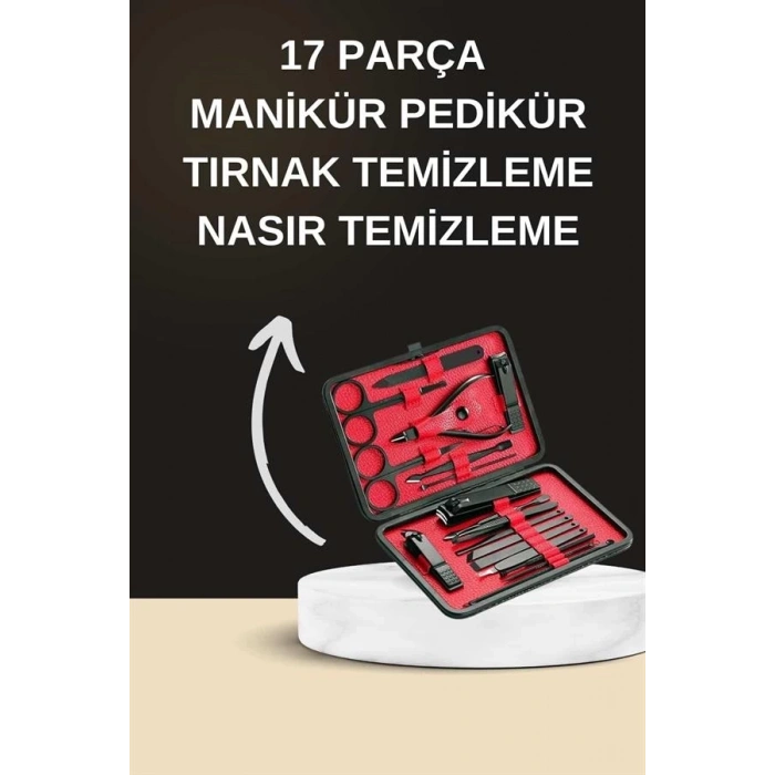 Elektrikli Manikür Pedikür Seti İkili Set 17 Parça Tırnak Bakımı Nasır Temizleme Tırnak Şekillendirme