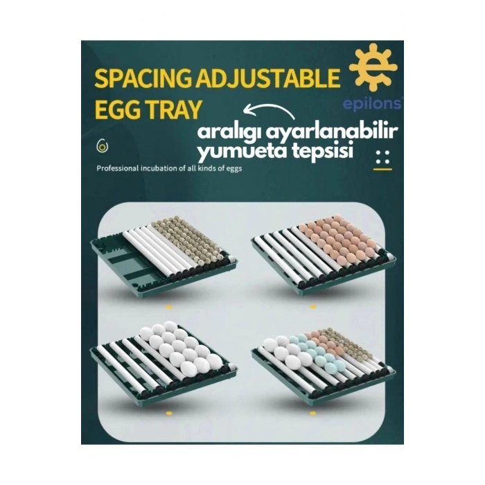 Epilons Profesyonel 130 Yumurtalık Otomatik Kuluçka Makinesi Tavuk Bıldırcın Güvercin Kaz Hindi Wi-fi Kamera
