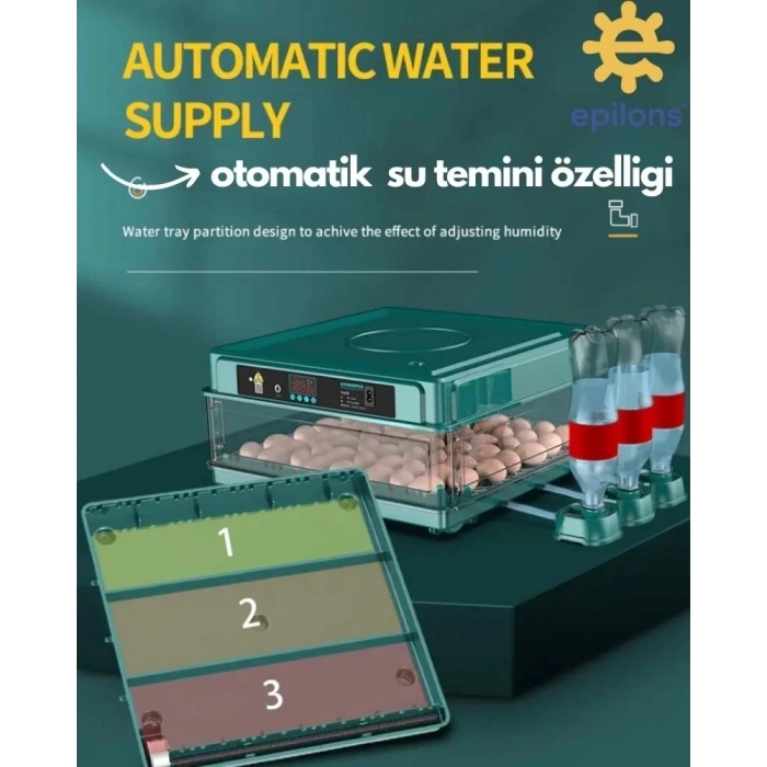 Epo-130my Kuluçka Makinesi | 130 Yumurtalık, Yedek Motorlu İncubator