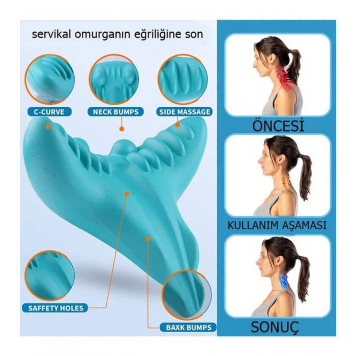 Ergonomik Boyun Masaj Yastığı – Servikal Traksiyon Destekli, Omurilik Ortopedik Yastık