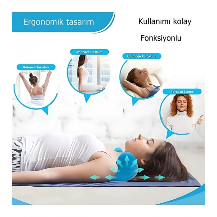 Ergonomik Boyun Masaj Yastığı – Servikal Traksiyon Destekli, Omurilik Ortopedik Yastık