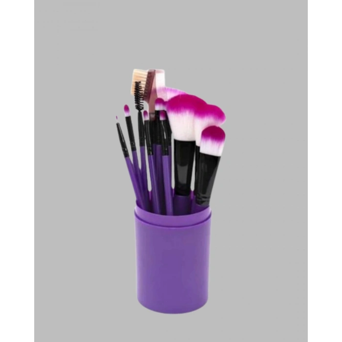 Ergonomik Saplı Fiber Kıllı 12li Makyaj Fırça Takımı Göz ve Ten Makyajı İçin Uygun