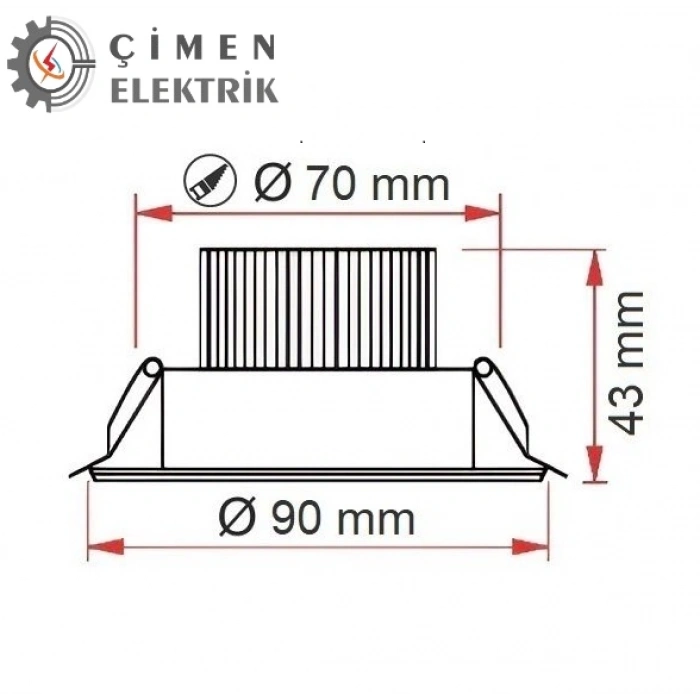ERKLED ERK 3125 Sıva Altı 5W Krom Kasa Yuvarlak Led Spot 3000K Günışığı