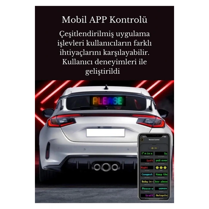 Esnek Katlanabilir Panel Led Cama Yapışır Uygulama İle Kontrol Dijital Tabela Kayar 60cm 16X96 LED