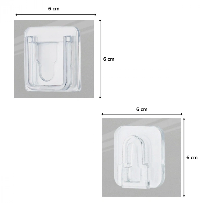Eşya Sabitleme Askısı 10 Çift Şeffaf Çift Taraflı Yapışkanlı Geçmeli Klips (5047)