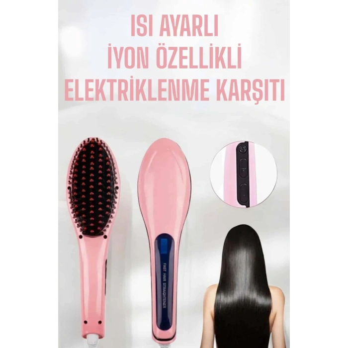 Fön Etkili Saç Düzleştirici Tarak Yıpranma Karşıtı Döner Kablo Isı Ayarlı