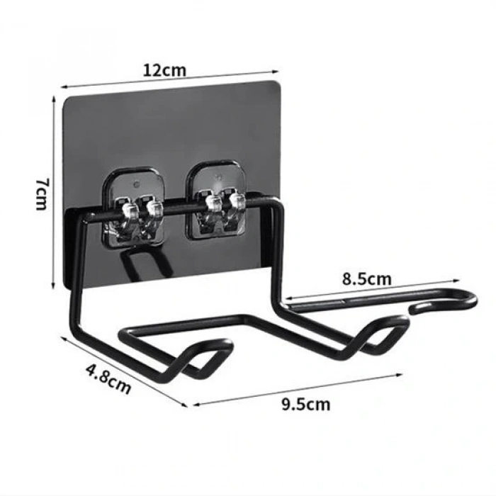 Fön Makine Askısı Siyah Yapışkanlı Fön Makine Tutucu (5047)
