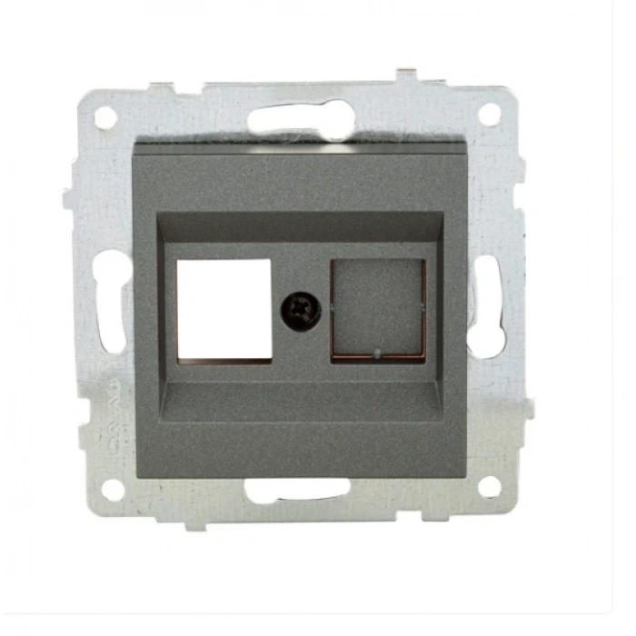 Füme Data Prizi Cat6 Jaksız Çerçevesiz Grano - Priz ve Anahtar İçin Uyumlu Çerçeve