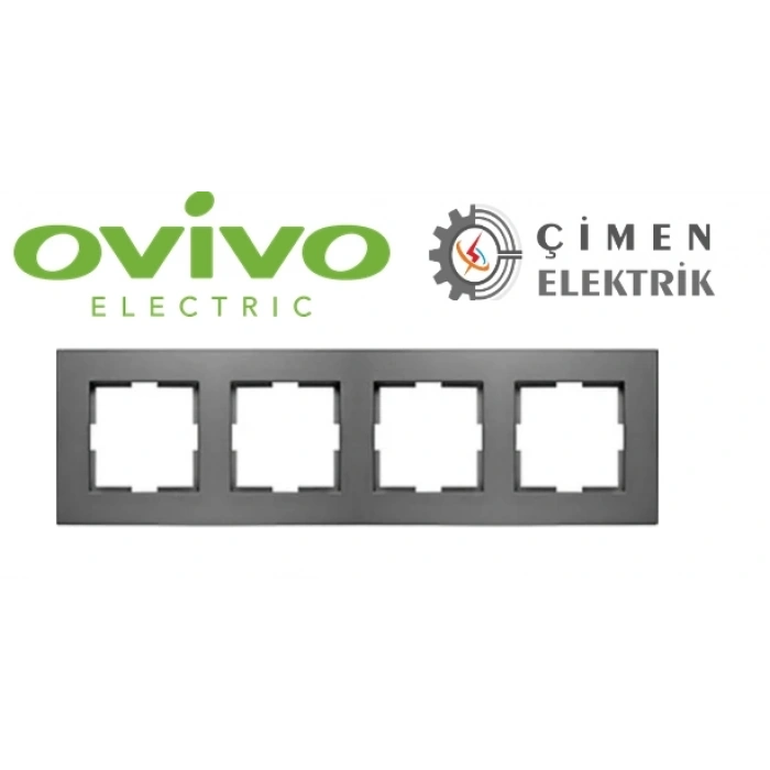 Füme Dörtlü Çerçeve - Priz ve Anahtar İçin Uyumlu Çerçeve