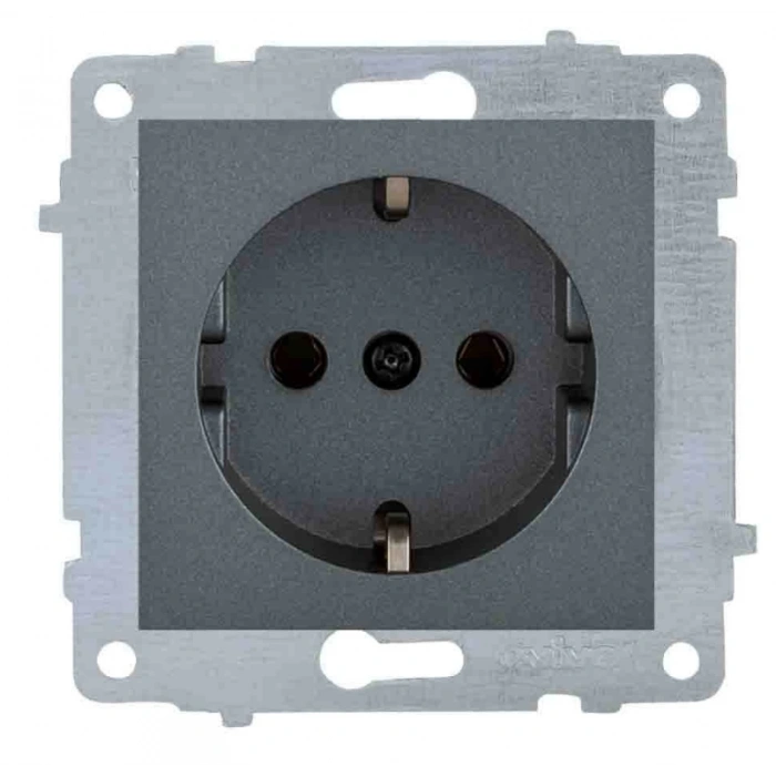 Füme Topraklı Piriz Çerçevesiz Grano - Priz ve Anahtar İçin Uyumlu Çerçeve