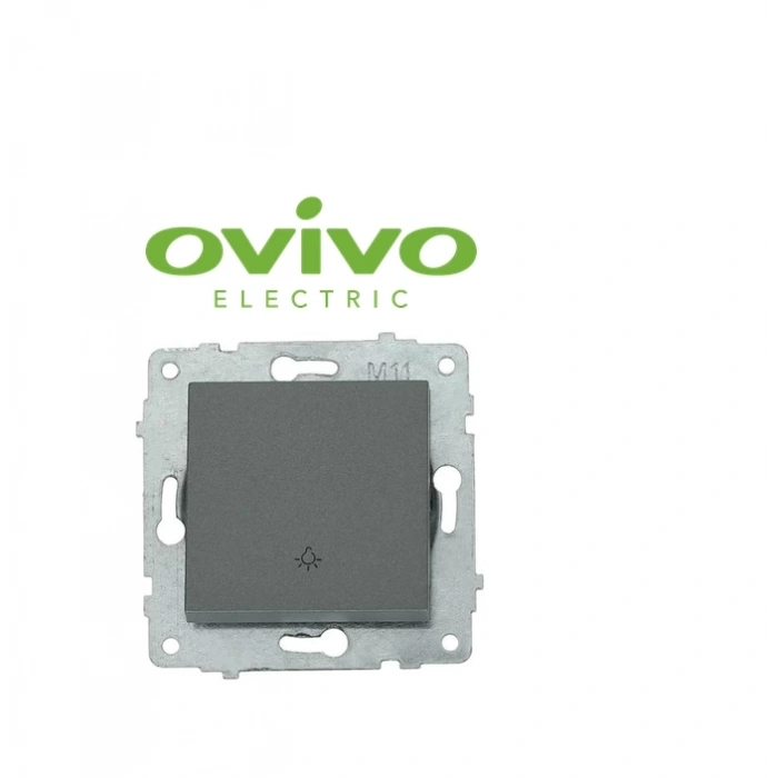 Füme Zil Butonu Light Çerçevesiz Grano - Priz ve Anahtar İçin Uyumlu Çerçeve