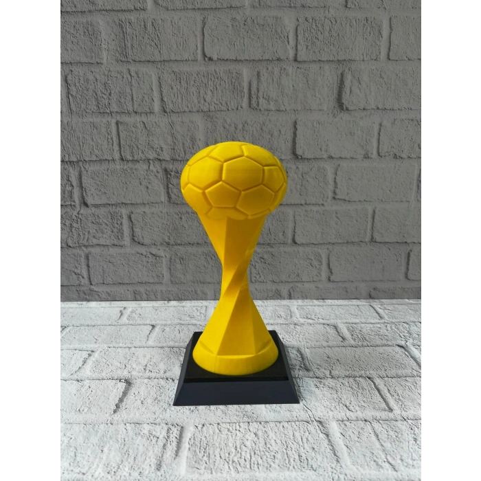 Futbol Toplu Sarı Kupa 21cm Masaüstü Dekor Ödül Figürü