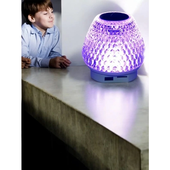 G5 Kristal Şarjlı Masa Lambası - 7 Renk Gece Lambası ve Bluetooth Hoparlör