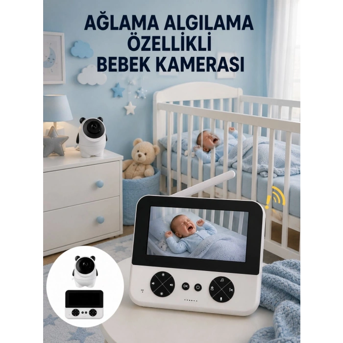 Gece Görüşlü Güvenli Bebek Monitörü 720P HD Görüntü Yeni Nesil