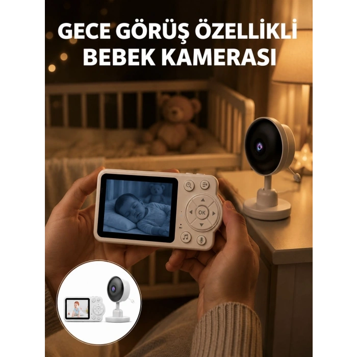 Gece Görüşlü Kablosuz Bebek Monitörü Ağlama ve Hareket Algılama Yeni Nesil