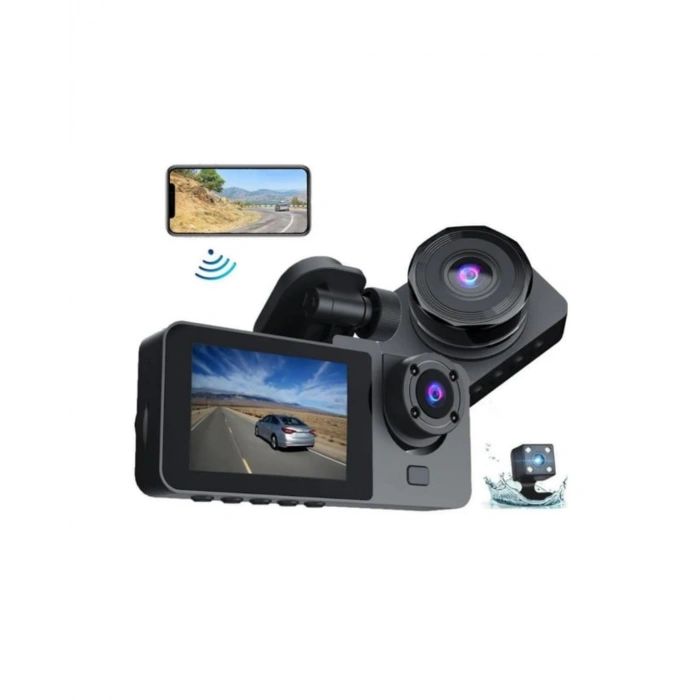 Gelişmiş G-Sensörlü Üçlü Araç Kamerası – 5” LCD Ekran ve Hareket Algılama