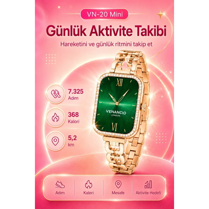 Gold Renk Tasarımlı Akıllı Saat Çoklu Kordonlu Dokunmatik Ekran Günlük Kullanım