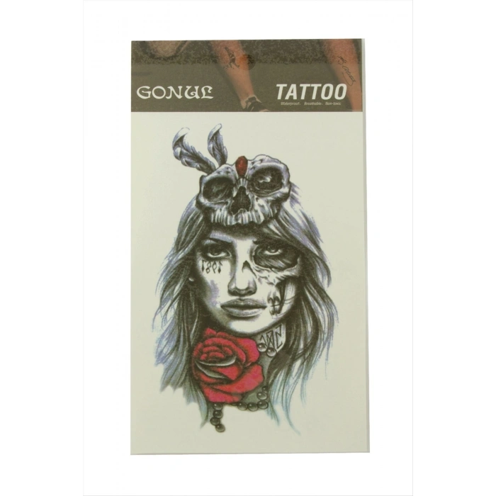 Gül Kuru Kafa Tattoo Dövme Sticker