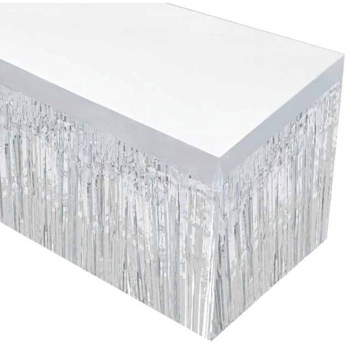 Gümüş Metalize Masa Eteği 275x75 Cm – Kendinden Yapışkanlı
