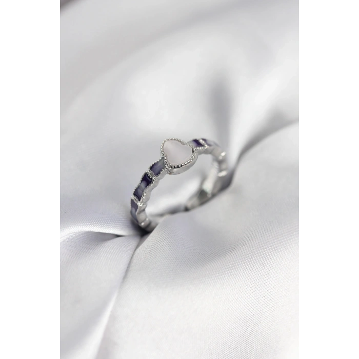 Gümüş Renk Mineli Su Kabağı Model Kadın Yüzük