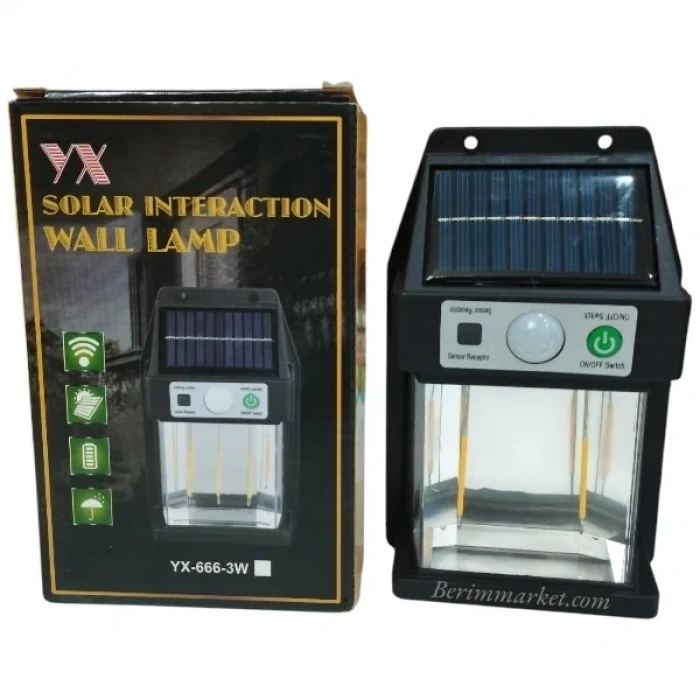Güneş Enerjili Duvar Lambası Yx-666 3w Bx40