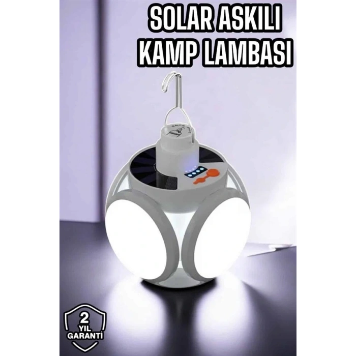 Güneş Enerjili Solar Aydınlatma Kamp Çadır Lambası Şarjlı Ampül Led Şarjlı El Feneri Işıldak