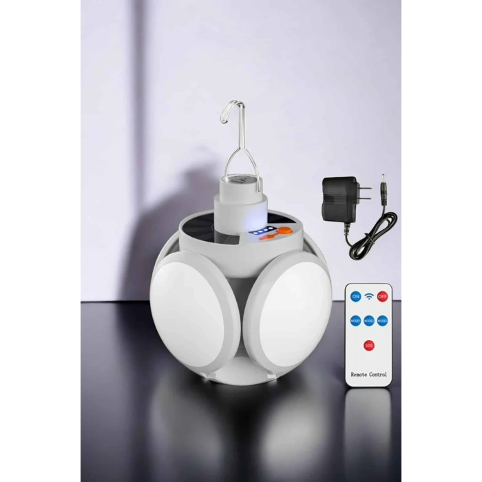 Güneş Enerjili Solar Aydınlatma Kamp Çadır Lambası Şarjlı Ampül Led Şarjlı El Feneri Işıldak